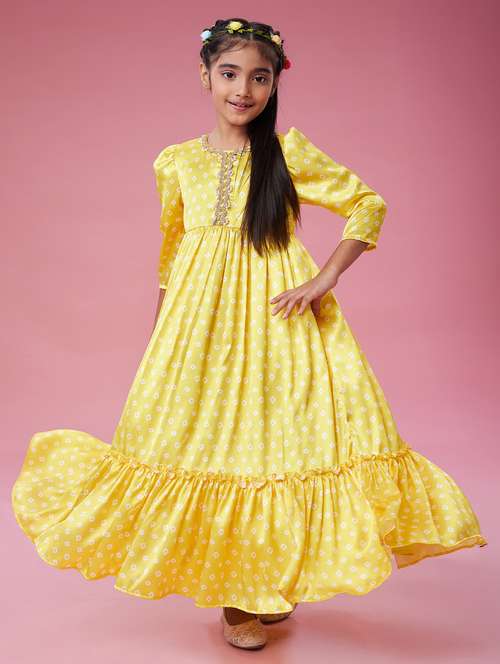 girls printed puff sleeve tiered dress - 22143151 -  Standard Image - 0