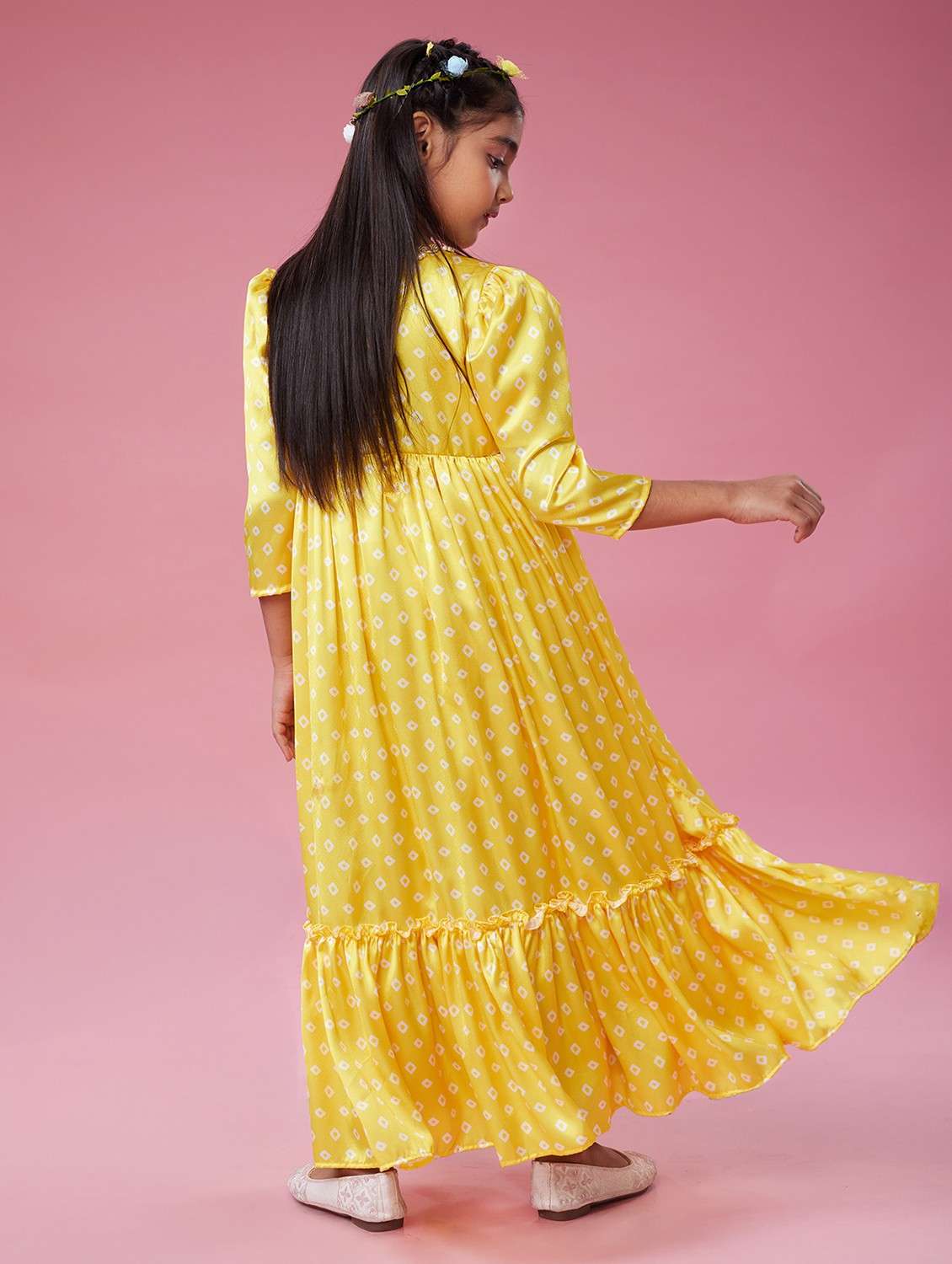 girls printed puff sleeve tiered dress - 22143151 -  Standard Image - 5