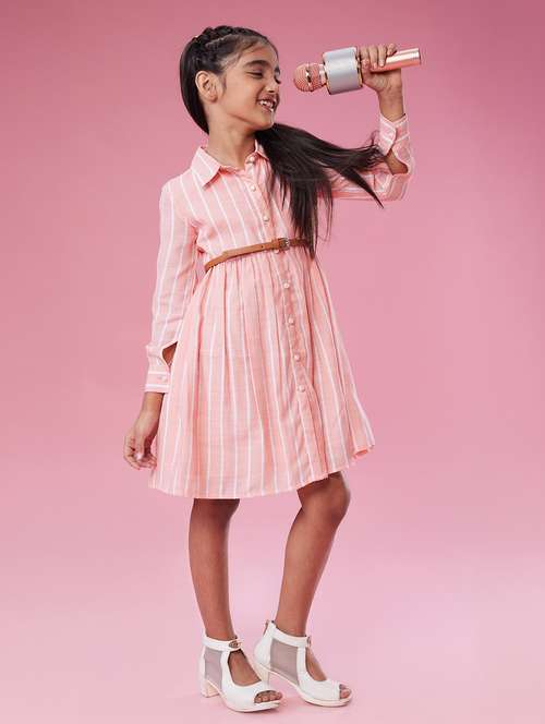 girls striped collared long sleeve shirt dress - 22143153 -  Standard Image - 0
