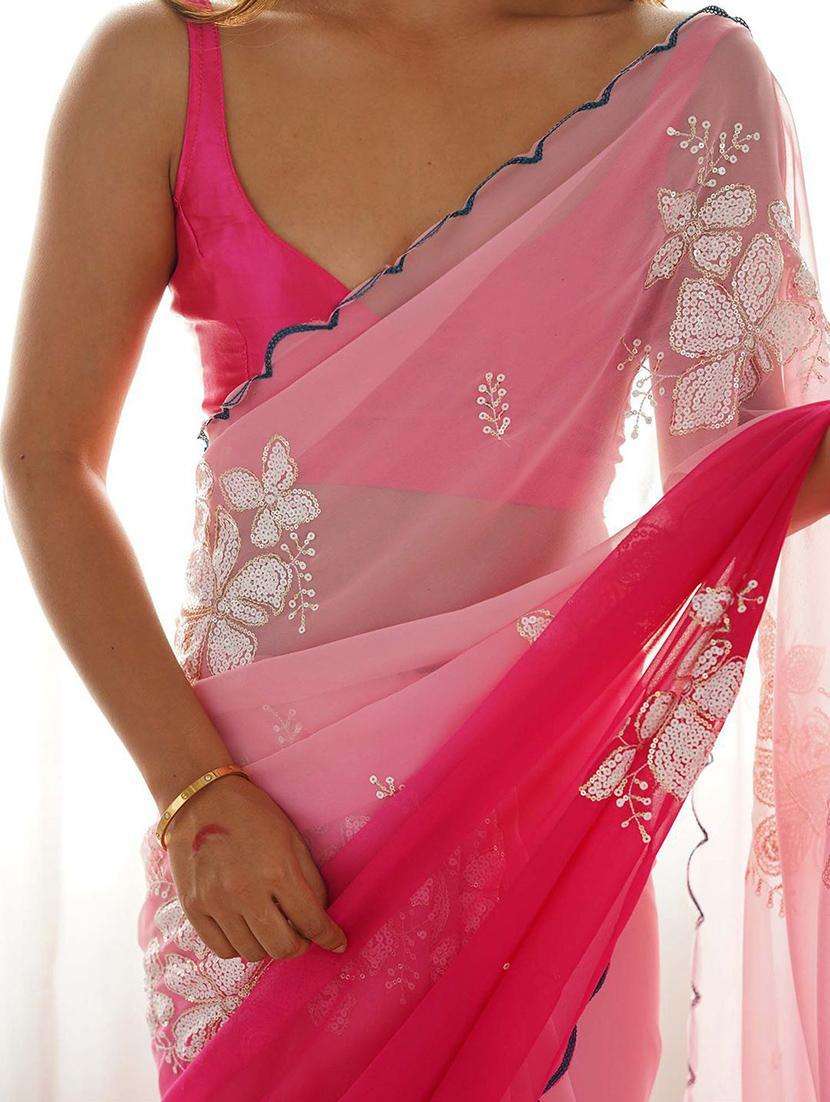 women ombre embroidered saree with blouse - 22143157 -  Standard Image - 3