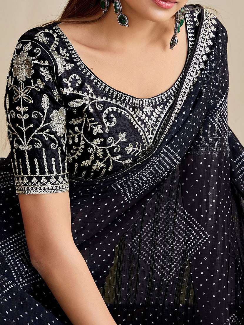 women bandhani printed saree with blouse - 22143159 -  Standard Image - 3