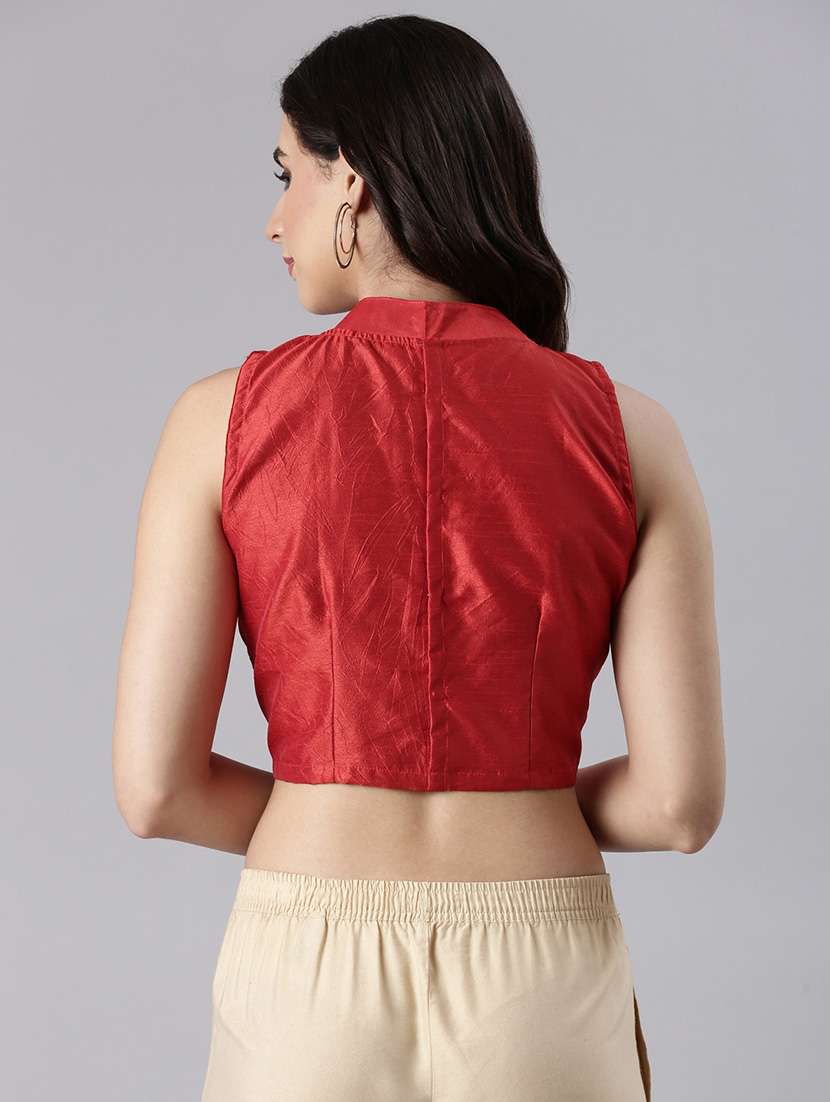 women solid sleeveless stitched blouse - 22143216 - Standard Image - 3