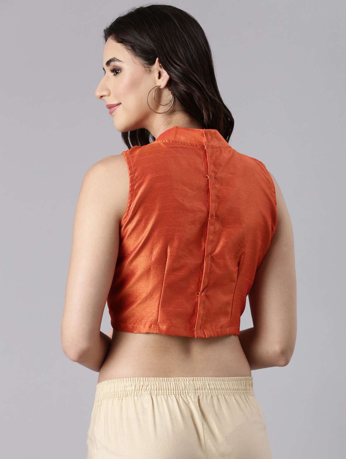 women solid sleeveless stitched blouse - 22143217 - Standard Image - 3