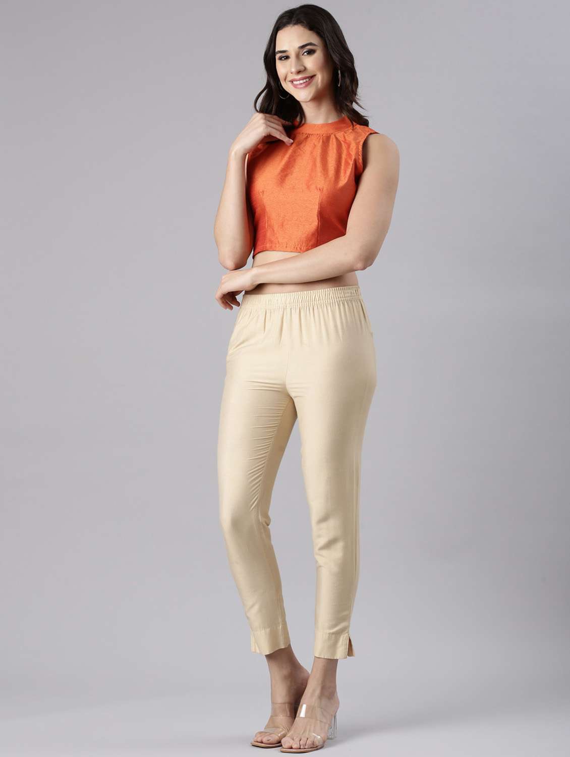 women solid sleeveless stitched blouse - 22143217 - Standard Image - 5