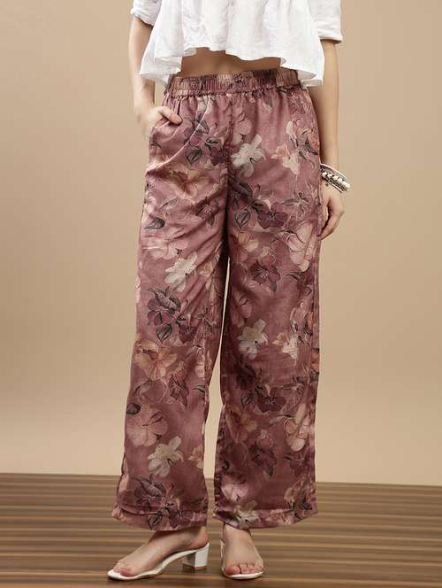 women printed mid rise straight palazzo - 22143262 -  Standard Image - 0