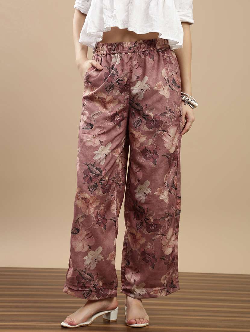 women printed mid rise straight palazzo - 22143262 - Zoom Image - 0
