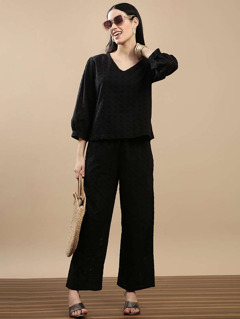 women black solid puff sleeve top - 22143264 -  Standard Image - 3