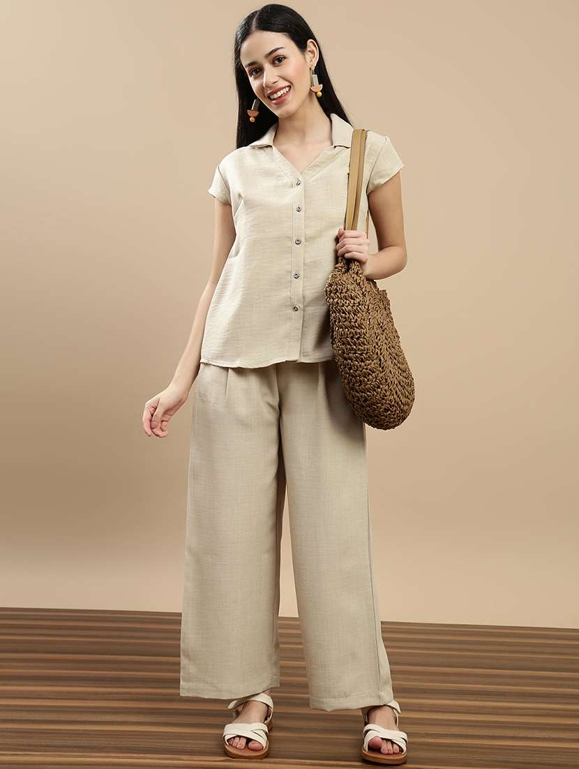 women solid mid rise straight palazzo - 22143266 - Standard Image - 3