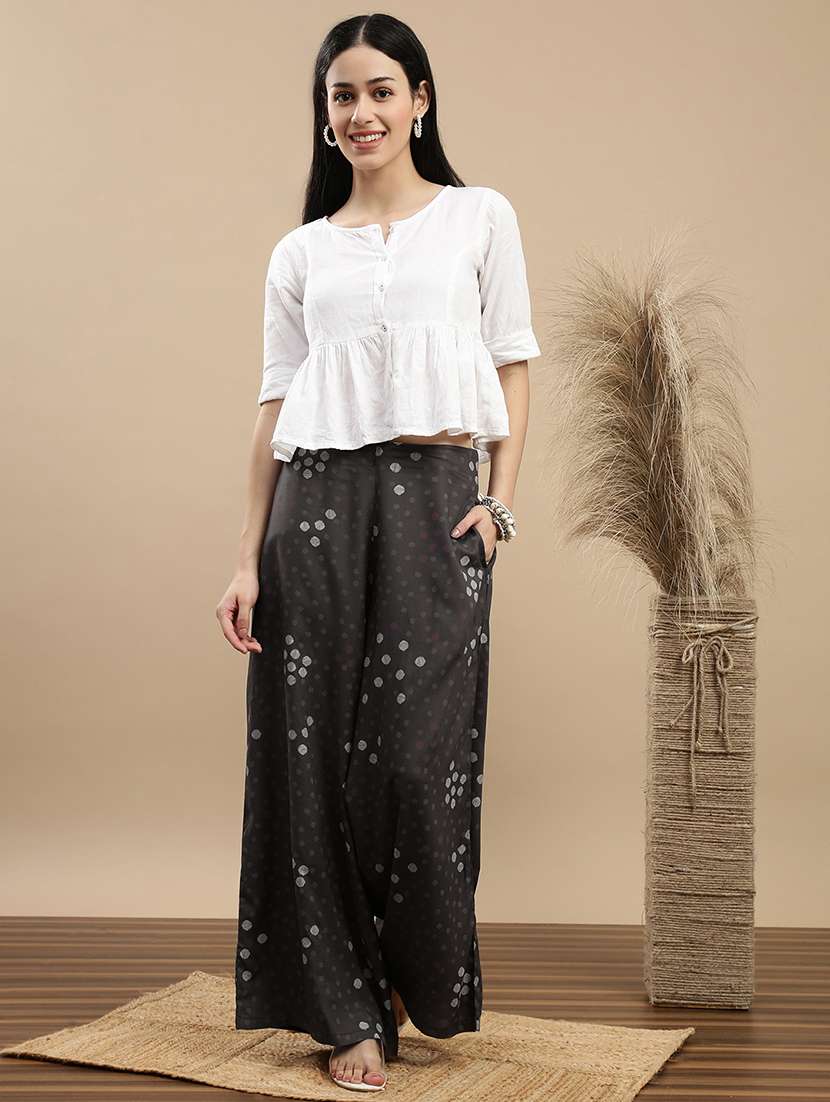 women printed mid rise palazzo - 22143275 - Standard Image - 3