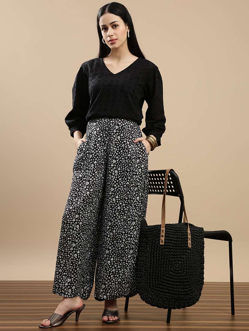 women printed mid rise palazzo - 22143276 - Standard Image - 3