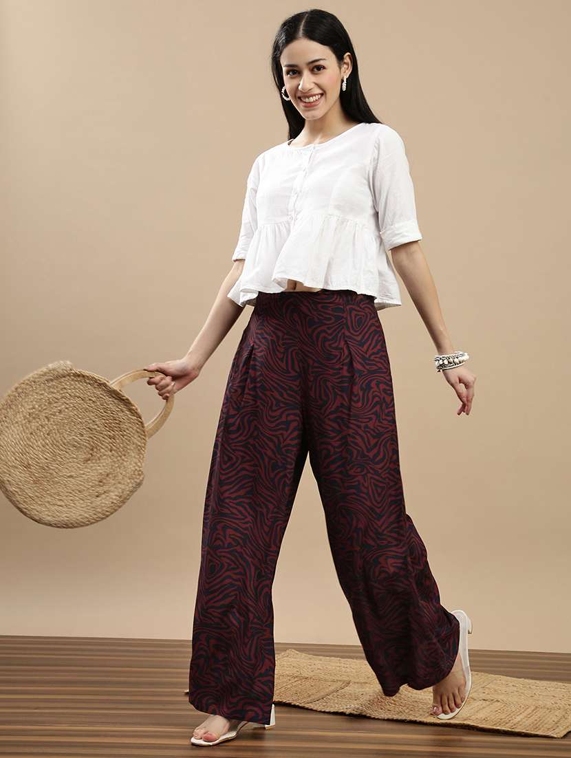 women printed mid rise palazzo - 22143277 -  Standard Image - 3