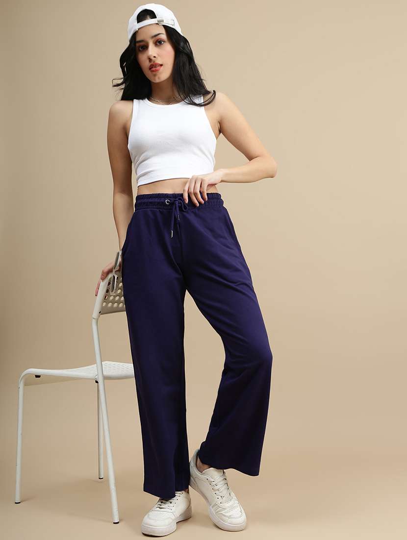 women solid mid rise track pant - 22143410 -  Standard Image - 3