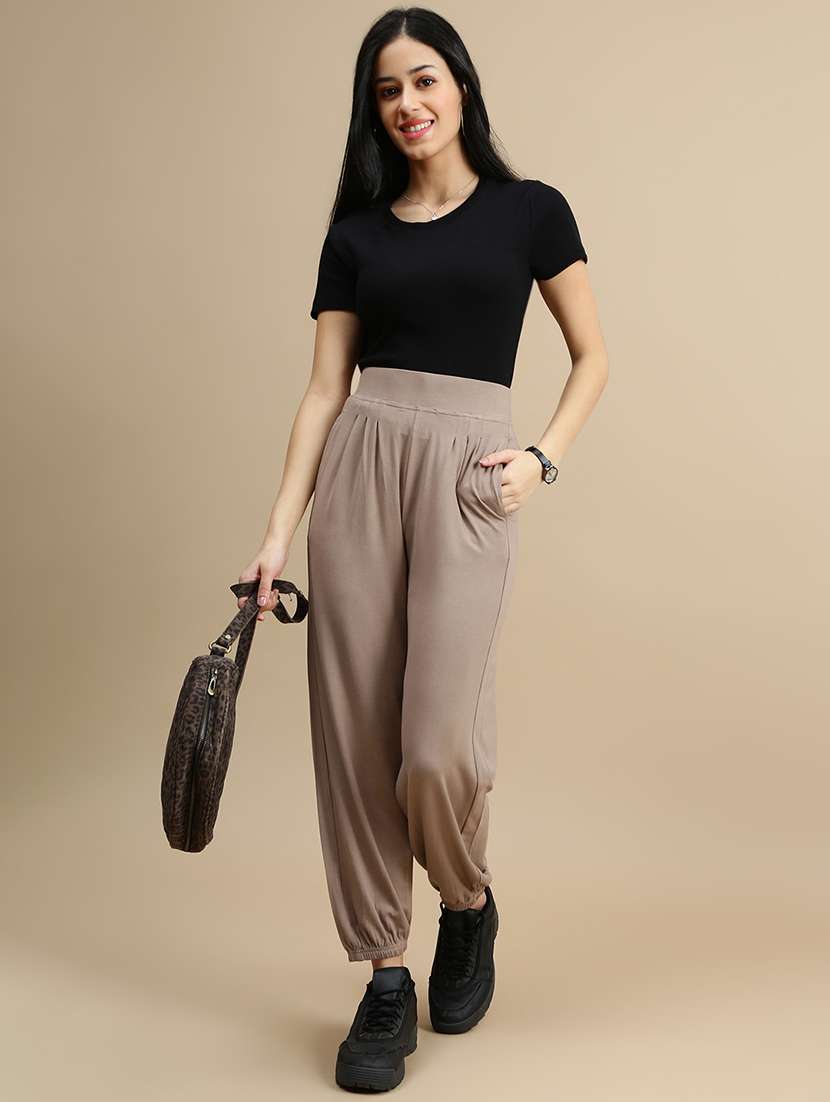 women solid mid rise jogger - 22143416 -  Standard Image - 3