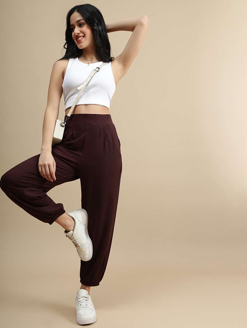 women solid mid rise jogger - 22143417 -  Standard Image - 3