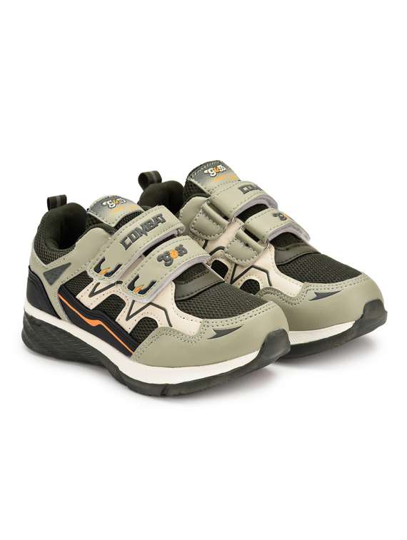 boys olive synthetic sneaker