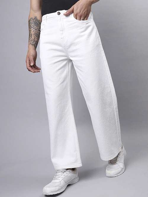 men plain mid rise full length jeans - 22143596 - Standard Image - 0