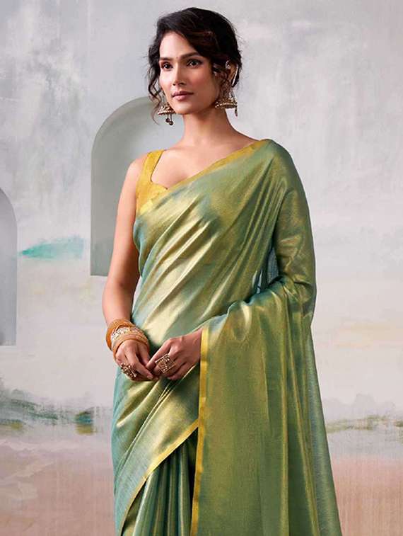 women solid plain saree with blouse - 22143606 -  Standard Image - 3
