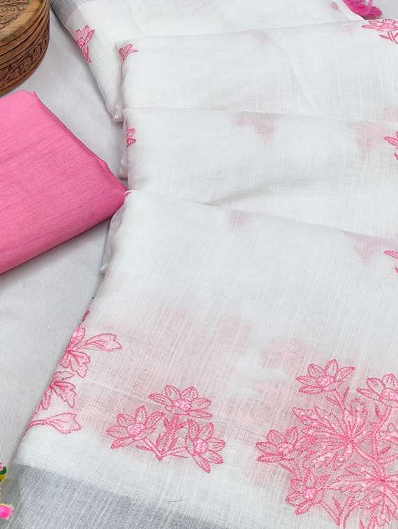 women solid with work embroidered saree with blouse - 22143623 -  Standard Image - 5