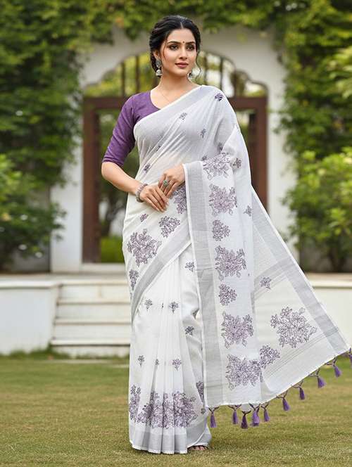 women solid with work embroidered saree with blouse - 22143625 -  Standard Image - 0
