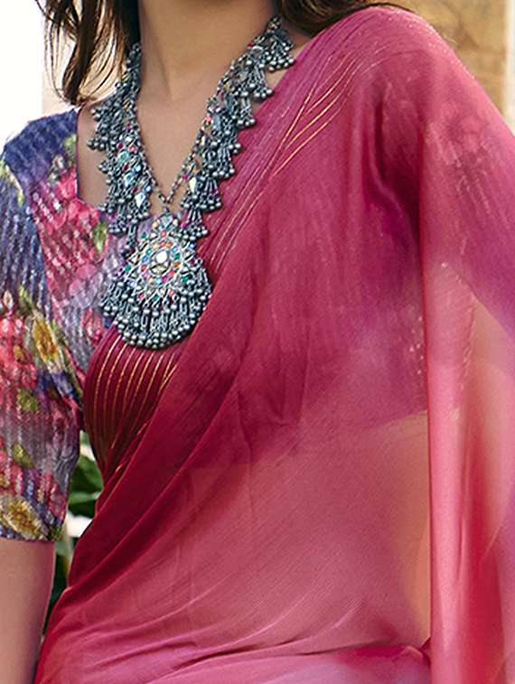 women ombre printed saree with blouse - 22143654 -  Standard Image - 3