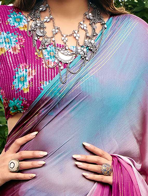 women ombre printed saree with blouse - 22143656 -  Standard Image - 3