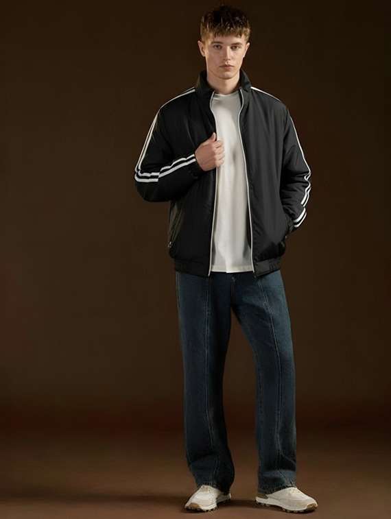 men taped long sleeve windcheater bomber jacket - 22143659 -  Standard Image - 3