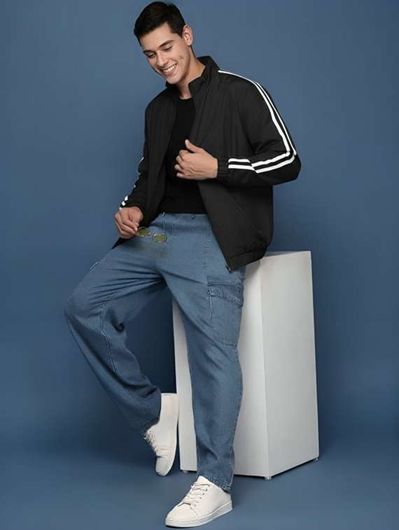 men taped long sleeve lightweight bomber jacket - 22143662 -  Standard Image - 3