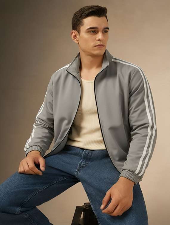 men taped long sleeve lightweight bomber jacket - 22143682 -  Zoom Image - 0