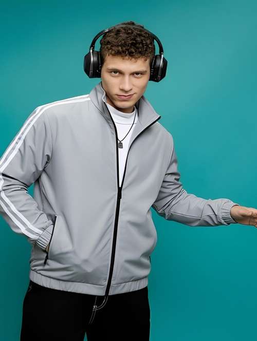 men taped long sleeve lightweight bomber jacket - 22143683 -  Standard Image - 0