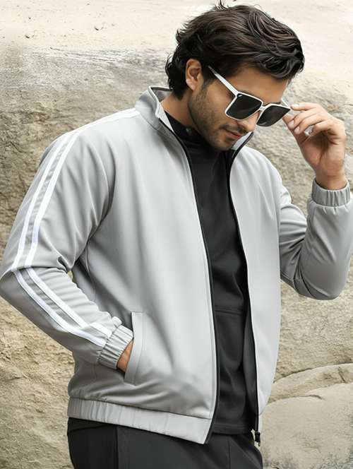 men taped long sleeve lightweight bomber jacket - 22143685 -  Standard Image - 0