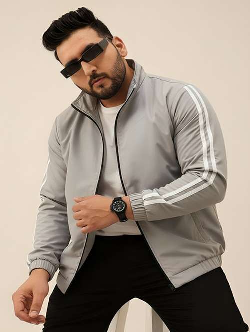 men taped long sleeve lightweight bomber jacket - 22143686 -  Standard Image - 0