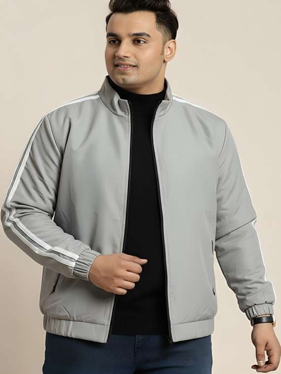 men taped long sleeve lightweight bomber jacket