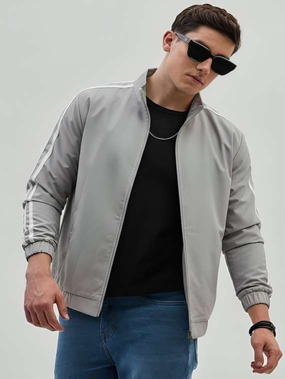 men taped long sleeve lightweight bomber jacket - 22143697 -  Zoom Image - 0