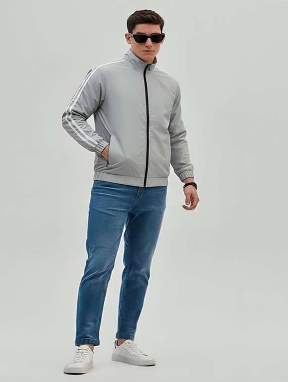 men taped long sleeve lightweight bomber jacket - 22143697 -  Standard Image - 3