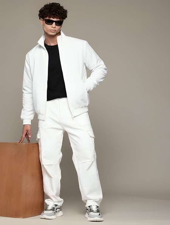 men solid long sleeve lightweight bomber jacket - 22143728 -  Standard Image - 3