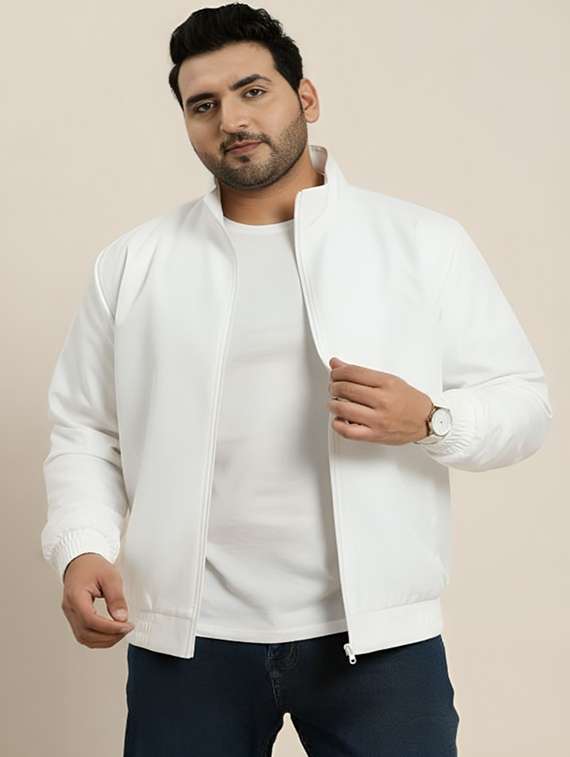 men solid long sleeve lightweight bomber jacket
