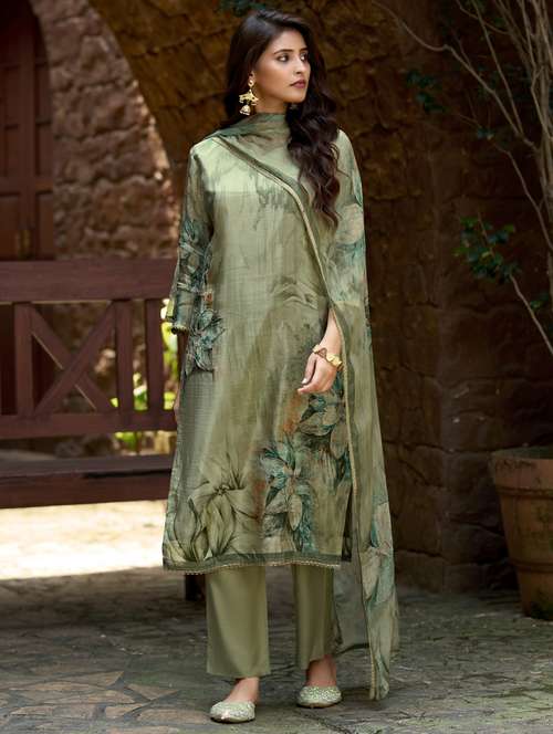women floral printed three quarter sleeve kurta pant with dupatta set - 22143781 - Standard Image - 0