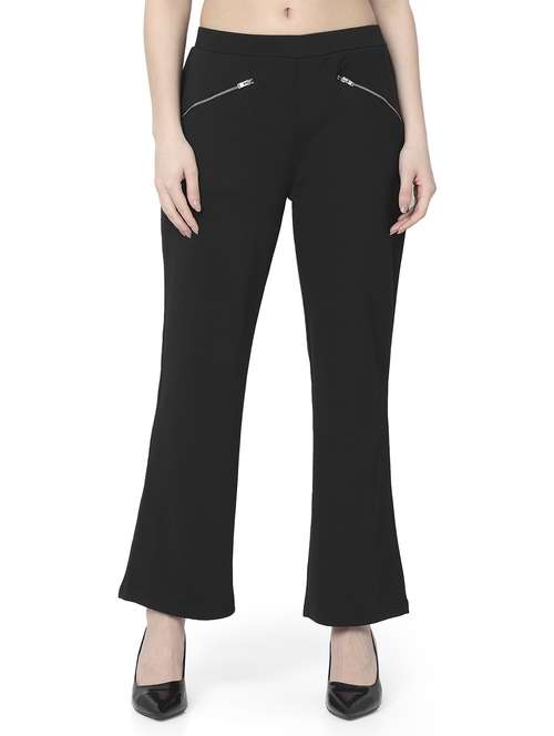 women solid mid rise bootcut trouser - 22143792 -  Standard Image - 0