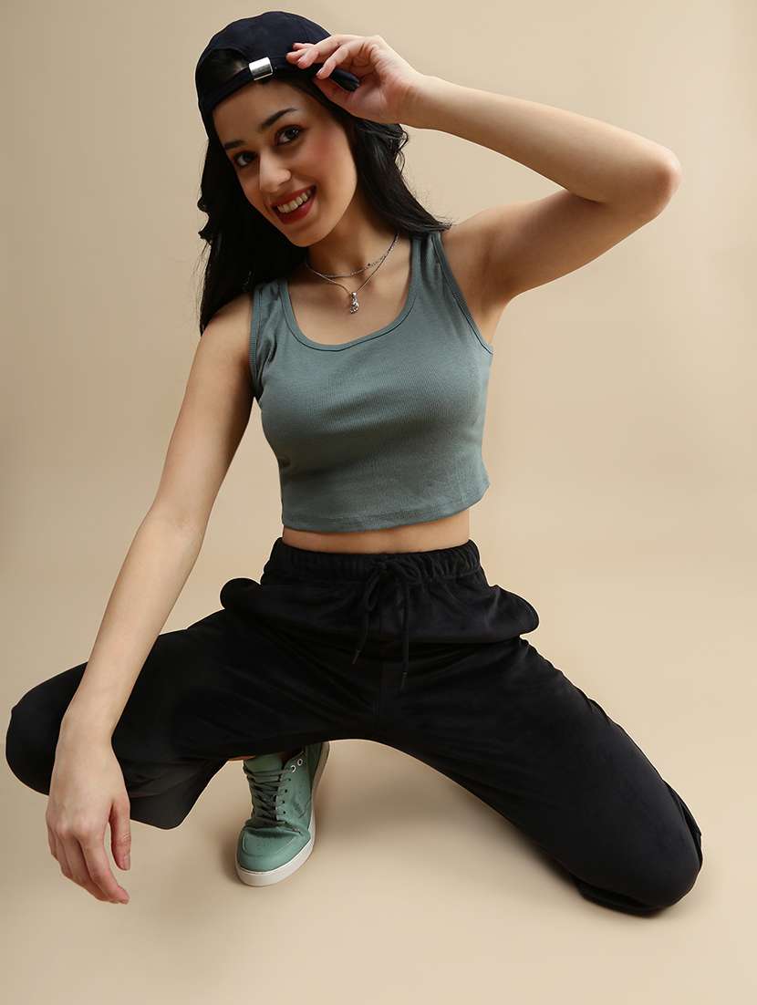 women solid mid rise track pant - 22143806 - Standard Image - 3