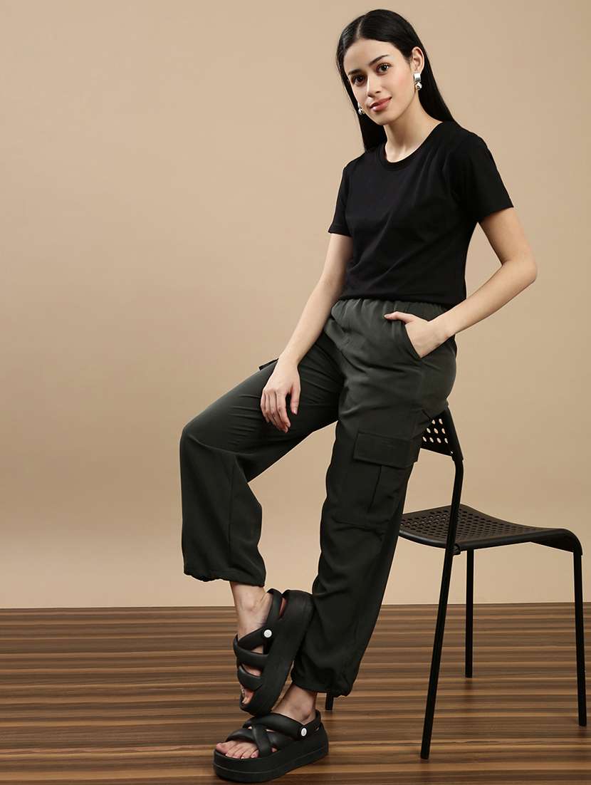 women solid mid rise cargo - 22143809 -  Standard Image - 3