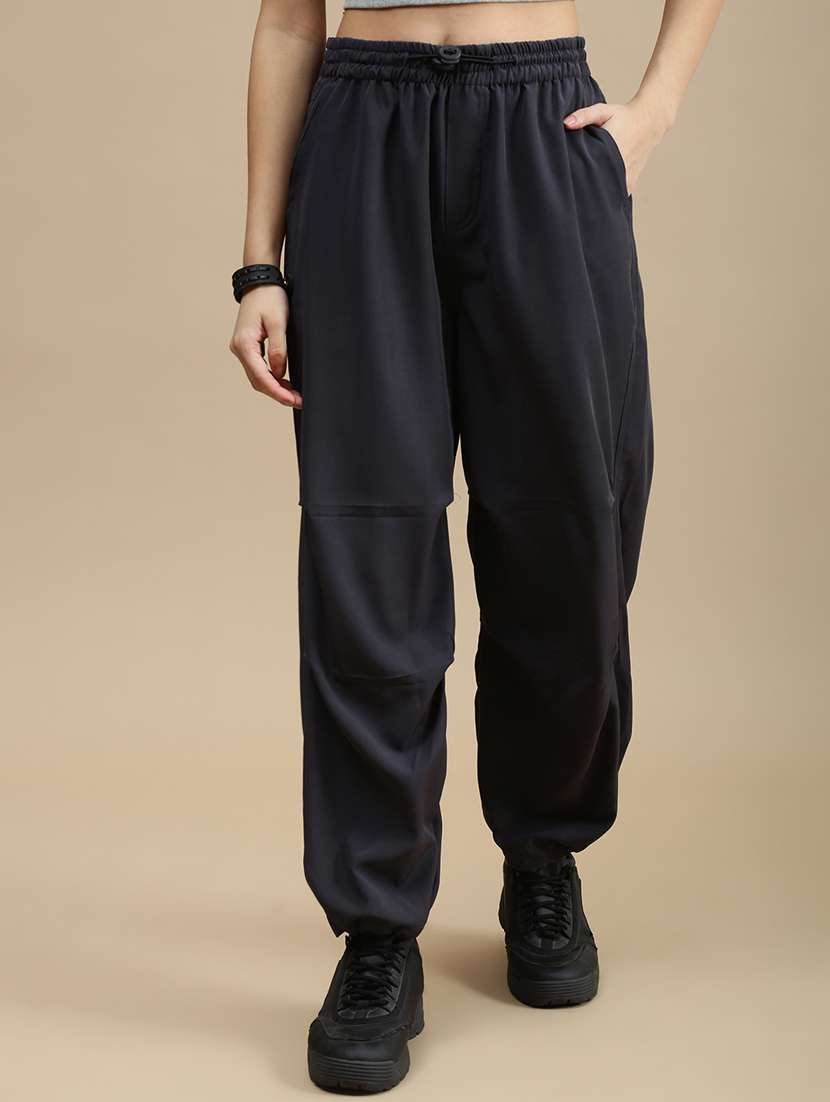 women solid mid rise relaxed fit jogger
