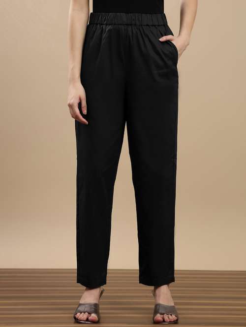 women solid mid rise straight trouser - 22143812 - Standard Image - 0