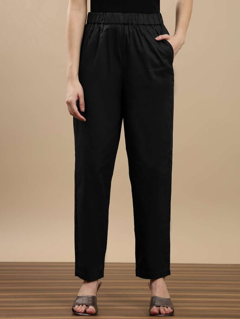women solid mid rise straight trouser - 22143812 - Zoom Image - 0