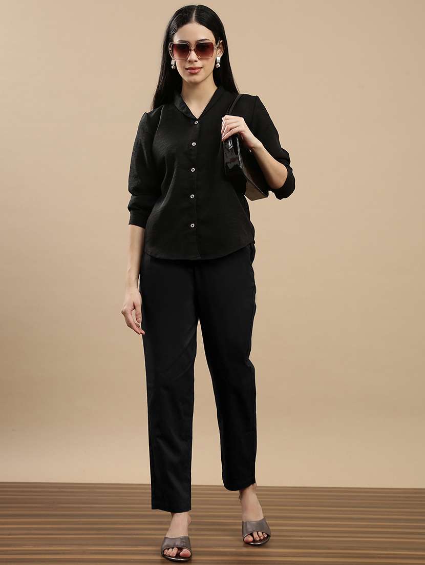 women solid mid rise straight trouser - 22143812 - Standard Image - 3