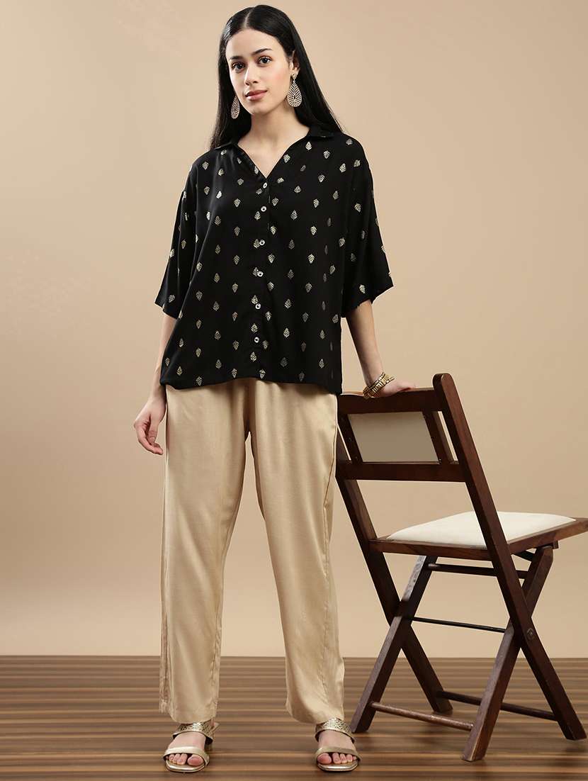 women solid mid rise straight trouser - 22143814 -  Standard Image - 3