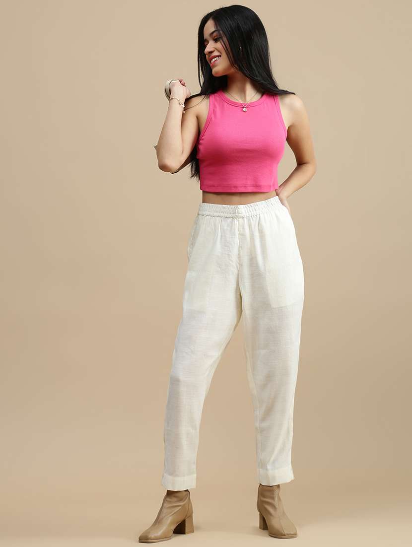 women solid mid rise straight trouser - 22143816 -  Standard Image - 3