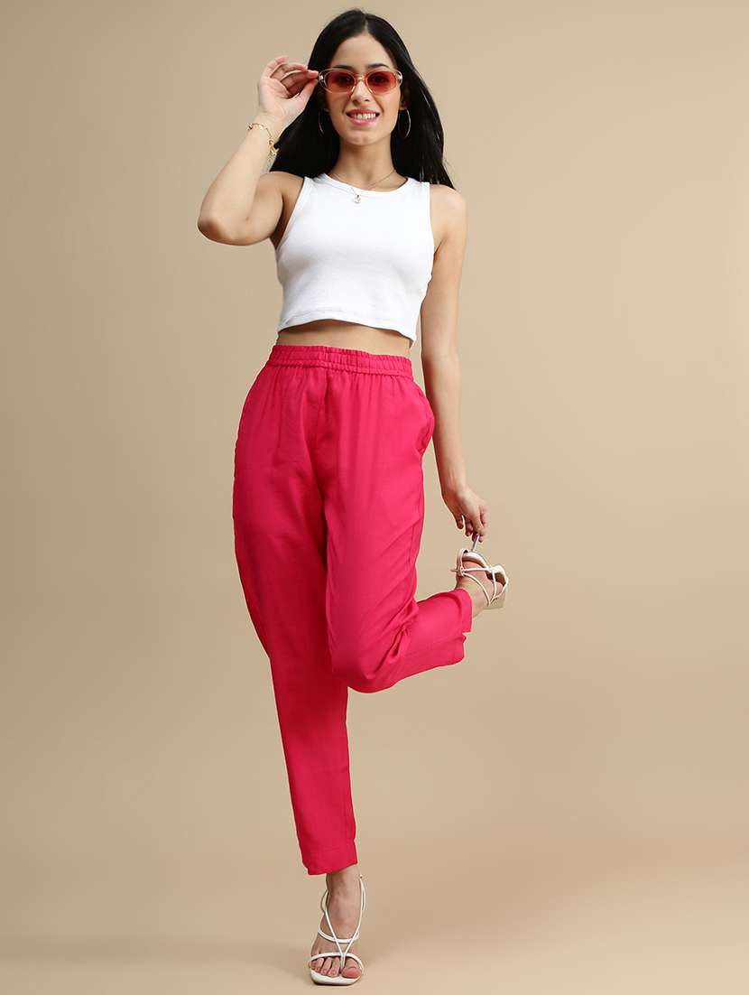 women solid mid rise straight trouser - 22143818 -  Standard Image - 3