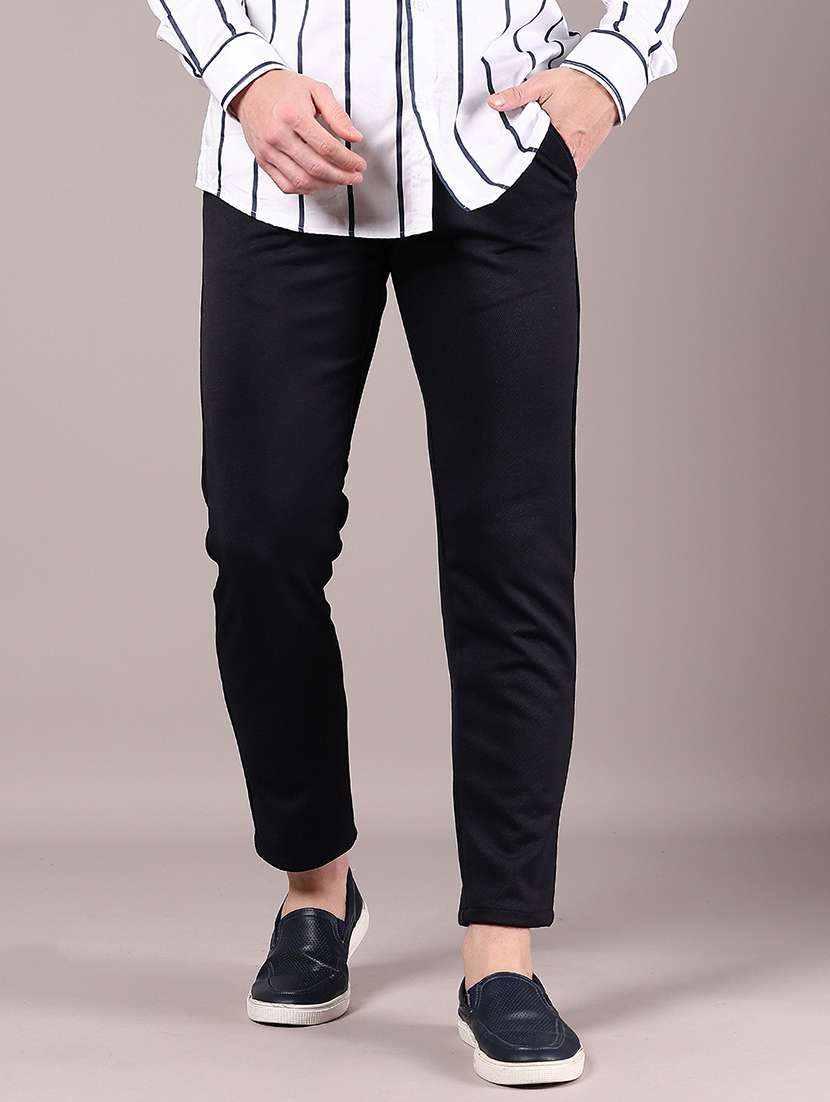 men solid mid rise chinos casual trouser