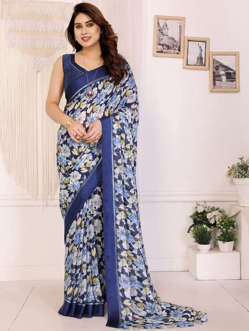 women floral printed saree with blouse - 22143846 -  Standard Image - 0