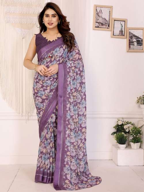 women floral printed saree with blouse - 22143849 -  Standard Image - 0